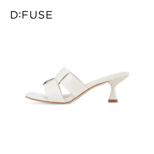 D:FUSE迪芙斯2024夏季新款精致编织艺术猫跟复古凉拖鞋DF42110172 商品图4