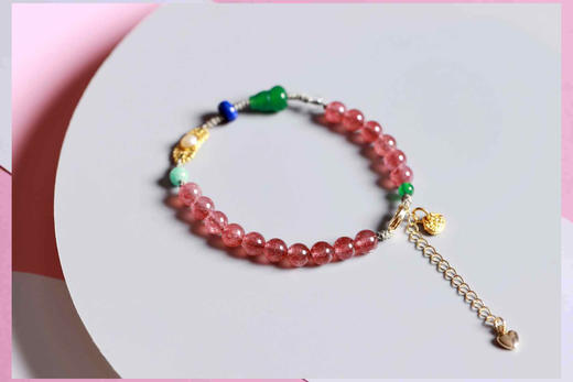 YHCM0004°红草莓晶+干青小葫芦手串 商品图0