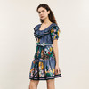 谜底花色连衣裙短袖2024年夏款复古田园风中长裙配腰带242ML0554 商品缩略图3