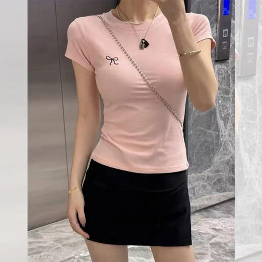 <曾小咸推荐>蝴蝶结刺绣短袖 商品图0