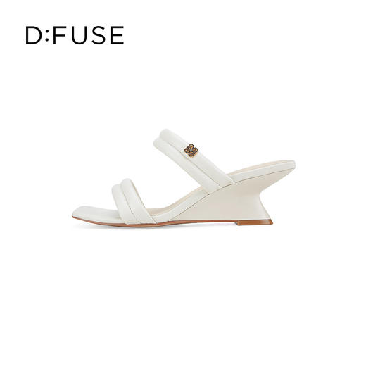 D:FUSE迪芙斯2024夏季新款奶油风海绵条带舒适坡跟凉拖鞋DF42110170 商品图2