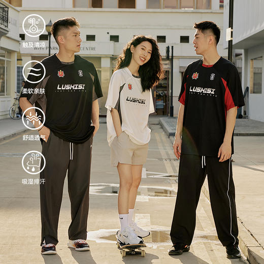 LUSHISI速干运动美式投篮服篮球短袖训练拼接复古街头t恤斗志主题 商品图0