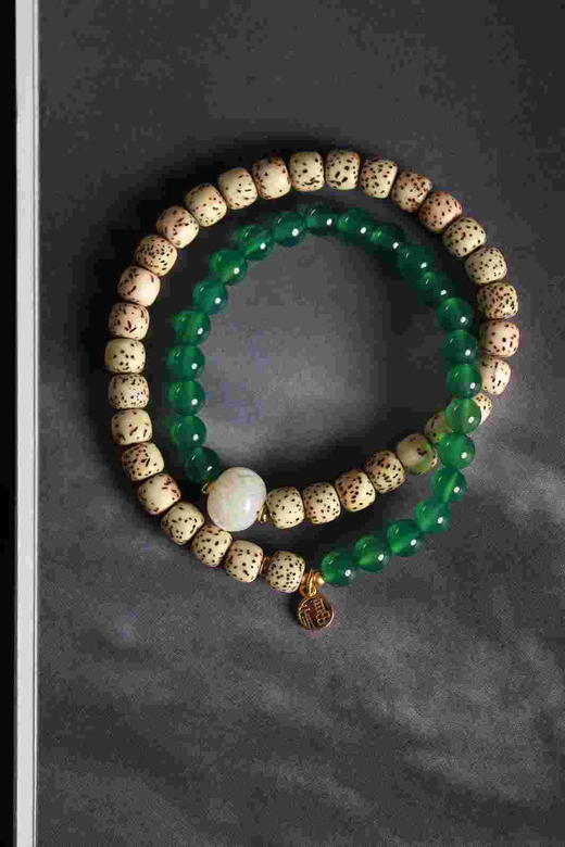 YXPT0003°星月菩提+绿玛瑙手串0.6*0.7*33 商品图0