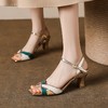 【预售5天】优雅气质方头粗跟高跟鞋，露趾中空搭扣拼色凉鞋MBJR&599 商品缩略图0