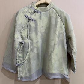 【抖音专属】附纱中式小上衣（20708008浅灰色+嫩黄）