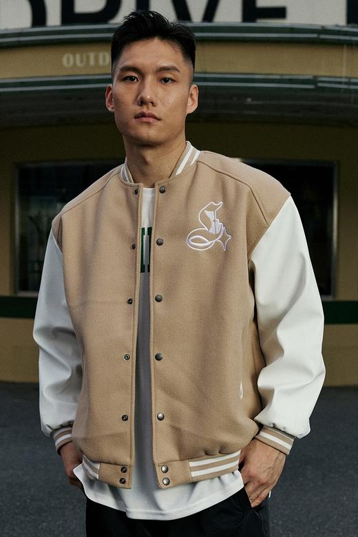 LUSHISI[荒原]美拉德穿搭毛呢拼接棒球服潮牌春秋美式运动外套男 商品图5