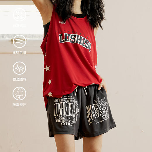 LUSHISI光明主题印花美式篮球不过膝四五分裤运动跑步训练短裤男 商品图2