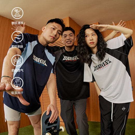 LUSHISI速干运动篮球短袖复古美式投篮服训练t恤炽热如火主题印花 商品图3