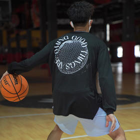 LUSHISI[好运降临]速干投篮服长袖美式篮球t恤宽松休闲运动服印花