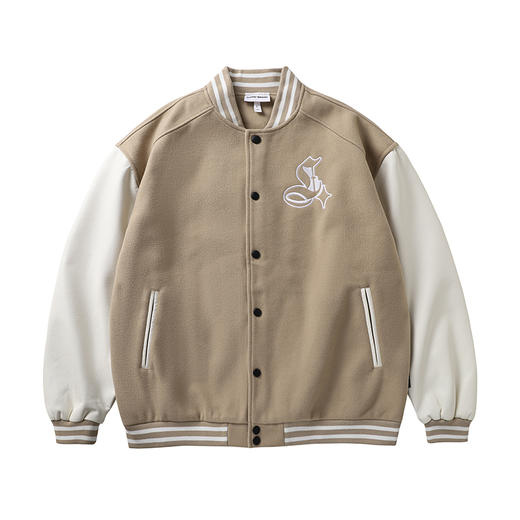 LUSHISI[荒原]美拉德穿搭毛呢拼接棒球服潮牌春秋美式运动外套男 商品图4