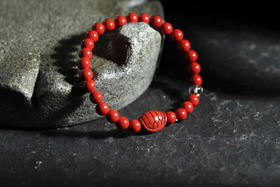 YHZS0016°朱砂珠+富甲天下手串0.6*27