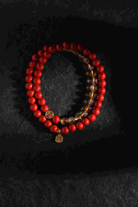 YHZS0075°朱砂+黄水晶手串