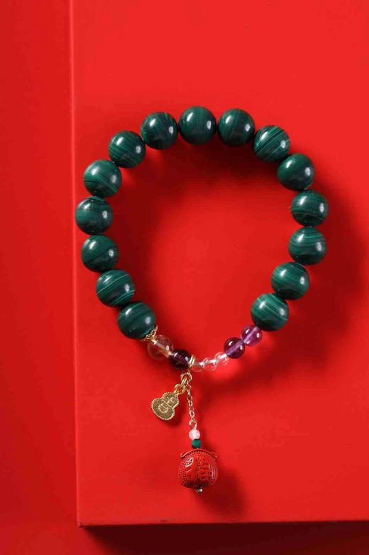 YKQS0004°孔雀石+朱砂双耳福袋手串 商品图0