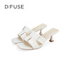 D:FUSE迪芙斯2024夏季新款精致编织艺术猫跟复古凉拖鞋DF42110172 商品缩略图5