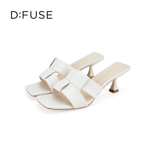 D:FUSE迪芙斯2024夏季新款精致编织艺术猫跟复古凉拖鞋DF42110172 商品图5