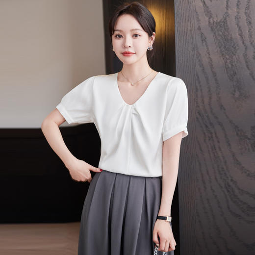 显瘦气质白色洋气百搭衬衣女时尚夏季小众设计感简约衬衫 商品图1