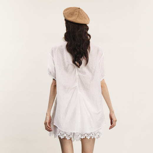 谜底套装女士2024年夏季新品通勤风蕾丝拼接衬衫+短裤242MTZ0553 商品图2