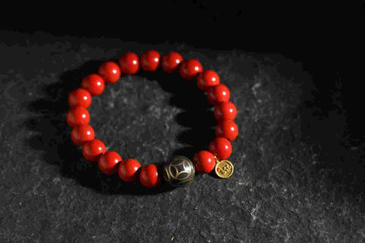 YHZS0063°朱砂+镶铜香灰珠手串1.0*19 商品图0