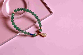 YLCM0009°绿草莓晶+银镀玉葫芦提溜手串