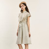 谜底连衣裙短袖2024年夏款通勤风简约苎麻收腰中长裙子242ML0620 商品缩略图1