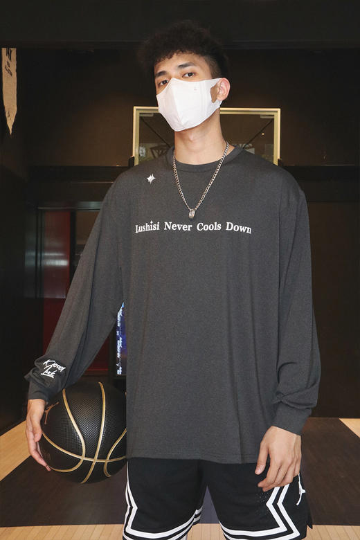 LUSHISI春秋薄款篮球运动长袖t恤速干美式微弹灰色投篮训练服上衣 商品图5