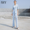 IWY/夏季透气浅蓝色西服短袖职业女修身高端商务通勤西装阔腿裤装232014C1+P6 商品缩略图1