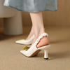 阿么手工女鞋2025新款时尚百搭小方头羊皮凉鞋女浅口高跟鞋6.5CM 商品缩略图3