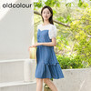 oldcolour夏季新款法式赫本风褶皱连衣裙女假两件拼接裙P26107534 商品缩略图1