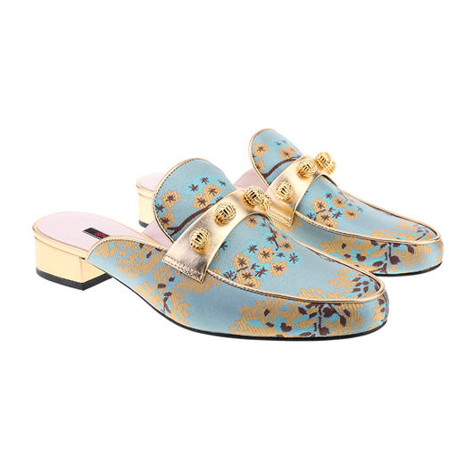 sheme  新中式  鹤鸣 织锦 金属盘扣 凉鞋  可定制 商品图5