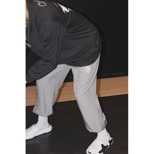 LUSHISI梭织运动裤男夏季篮球长裤灰色薄速干裤跑步透气束脚裤子 商品图0