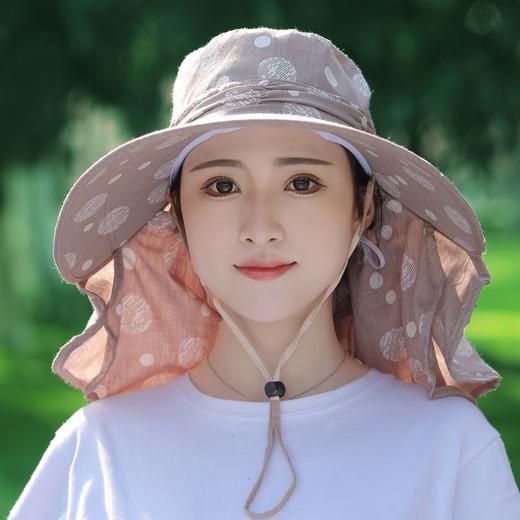 TZW-棉麻凉帽帽子女夏季面罩遮脸太阳帽大沿紫外线采茶骑车遮阳帽 商品图1