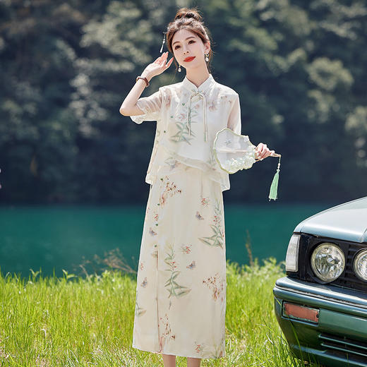 新中式国风显瘦气质，超好看两件套装裙HR-HMG2833 商品图3