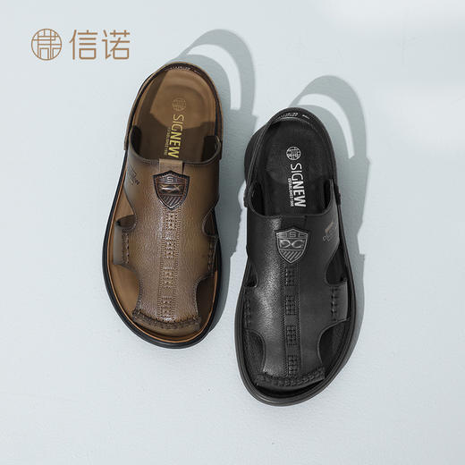信诺 真皮舒适男鞋 2024新款夏季包头软底凉拖鞋中老年爸爸鞋凉鞋 商品图3