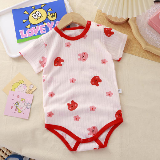 【49.9/任选2件】儿童提花三角爬服 婴儿包屁衣服 夏季包臀 春装男女宝宝 纯棉连体短袖小童新生儿三角哈衣-QQ 商品图11