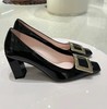 万年经典  7cm粗跟方扣单鞋  漆皮单鞋  高跟鞋通勤单鞋 商品缩略图1