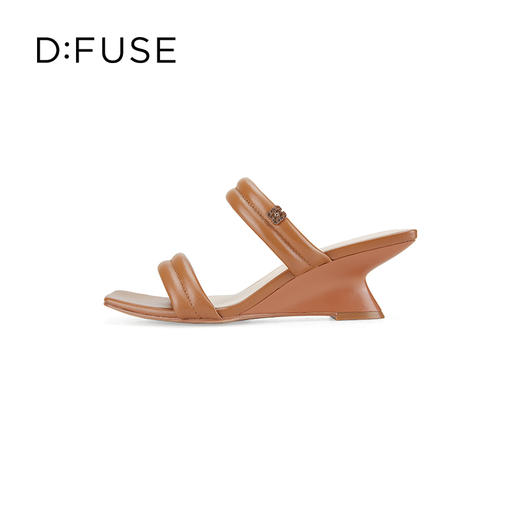 D:FUSE迪芙斯2024夏季新款奶油风海绵条带舒适坡跟凉拖鞋DF42110170 商品图4