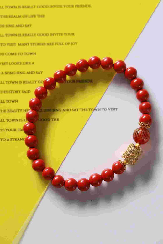 YHZS0086°朱砂珠+沙金六楞珠手串0.6*26 商品图0