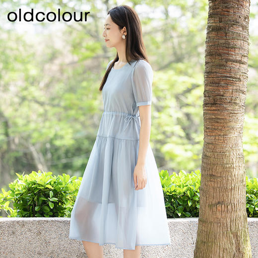 oldcolour夏季新款法式连衣裙女中长款抽绳收腰仙女裙P24101281 商品图2