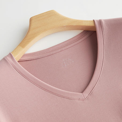 weyo 夏季新款女棉莫纯色舒适V领圆领短袖T恤1832、1833 商品图2