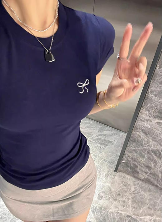 <曾小咸推荐>蝴蝶结刺绣短袖 商品图2