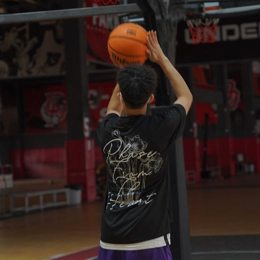 LUSHISI[花束]印花速干短袖美式篮球训练服t恤跑步冰丝圆领投篮服 商品图2