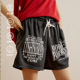 LUSHISI光明主题印花美式篮球不过膝四五分裤运动跑步训练短裤男