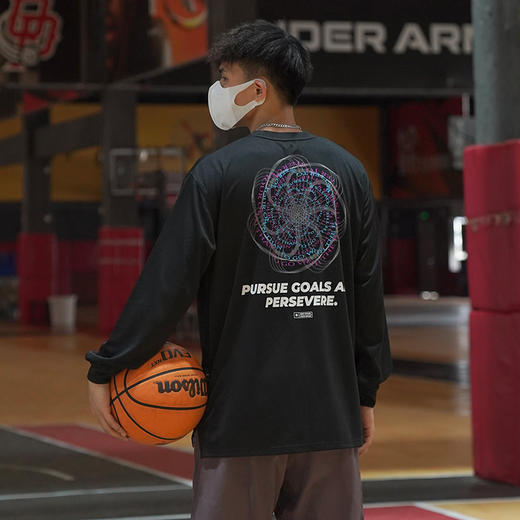 LUSHISI追光逐梦主题印花美式投篮服速干长袖t恤运动跑步休闲街头 商品图0