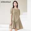 oldcolour夏季新款宽松短袖连衣裙女浅绿色泡泡袖短裙P25101532 商品缩略图4