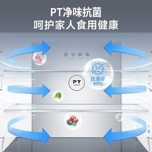 美的610/611L双开门风冷无霜一级能效双变频大容量净味冷冻保鲜冰箱 BCD-611WKGPZM(Q)墨兰灰-星烁 商品图2