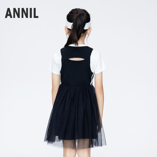 女童假两件拼纱连衣裙新款安奈儿童装实体店同款AG423802 商品图2