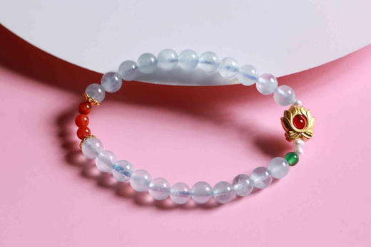 YHLB0008°海蓝宝+沙金莲花包珠手串 商品图0