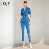 IWY/宝蓝色西服套装短袖女夏款设计感气质女神范干练主持人职业装232036C1+P1 商品缩略图3