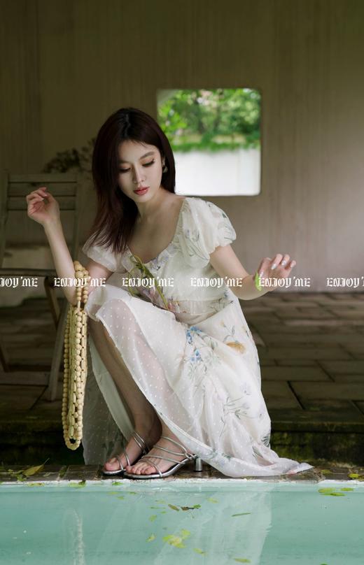 【门店同款】ENJOY夏季南法-茶歇方领印花连衣裙 157544073 商品图1