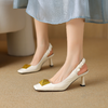 阿么手工女鞋2025新款时尚百搭小方头羊皮凉鞋女浅口高跟鞋6.5CM 商品缩略图2